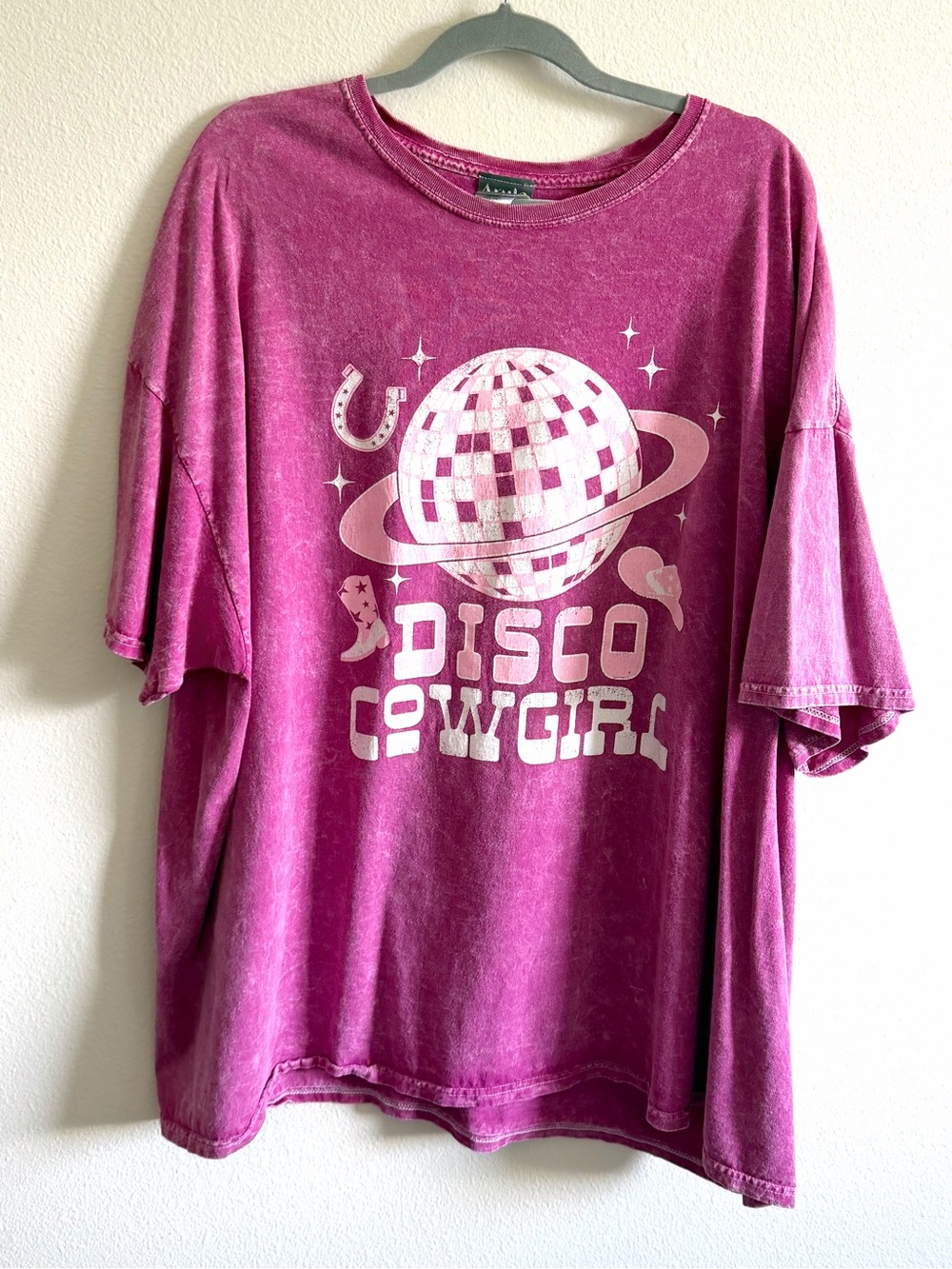 ARULA Pink 'Disco Cowgirl' Graphic Short Sleeve Tee